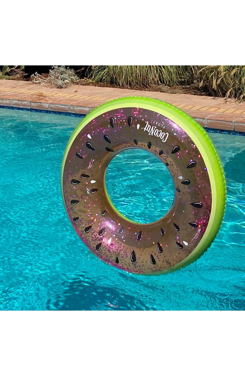 Coconut Float Juicy Watermelon Glitter 42" Pool Float Ring, Inflatable, Antileak, Durable, Alternate, color, Pink