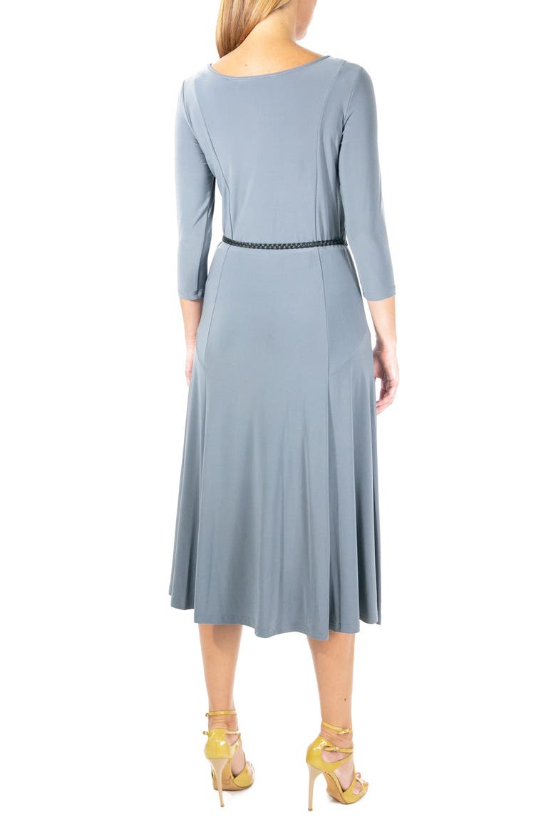 Waist Belt Midi Dress, Alternate, color, SMOKE