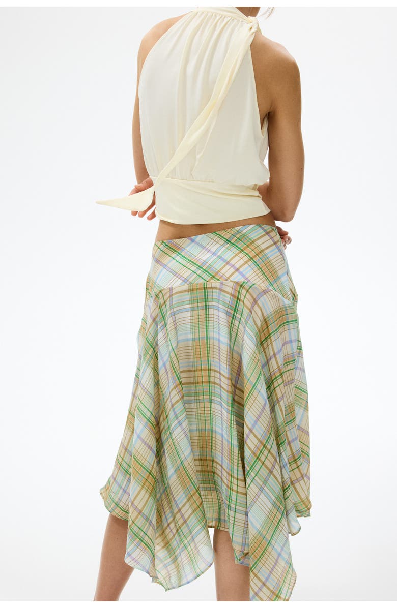 H&M Lyocell-blend handkerchief skirt, Alternate, color, Green/Plaid