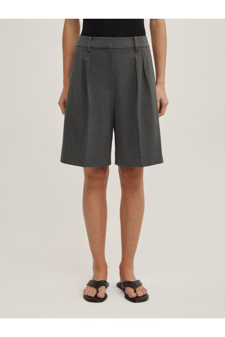 Bermuda High Waisted Tailored Shorts, Main, color, Charcoal