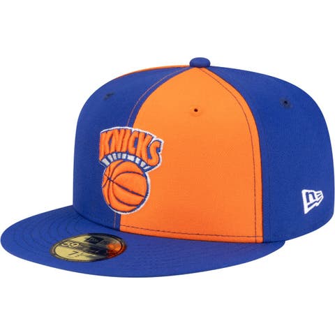 Men's New Era  Orange/Blue New York Knicks 80s Throwback Pinwheel 59FIFTY Fitted Hat
