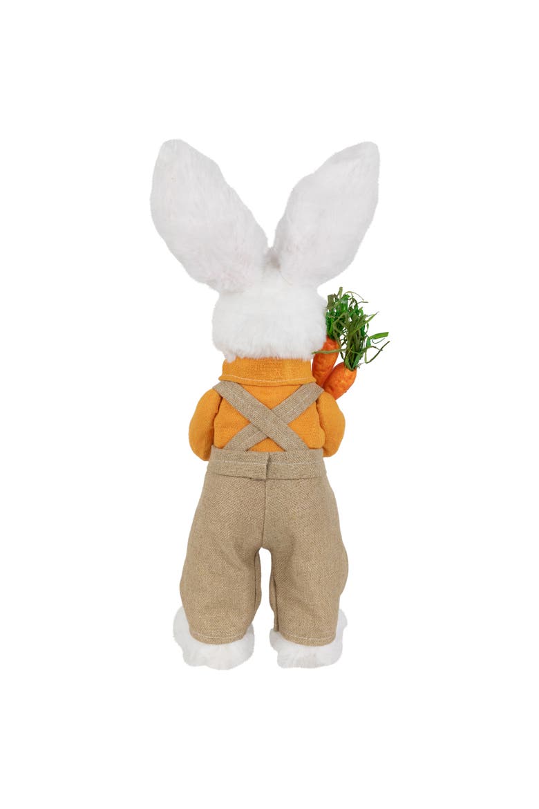 Plush Standing Boy Rabbit with Overalls Easter Figure - 15" - White and Tan, Alternate, color, White