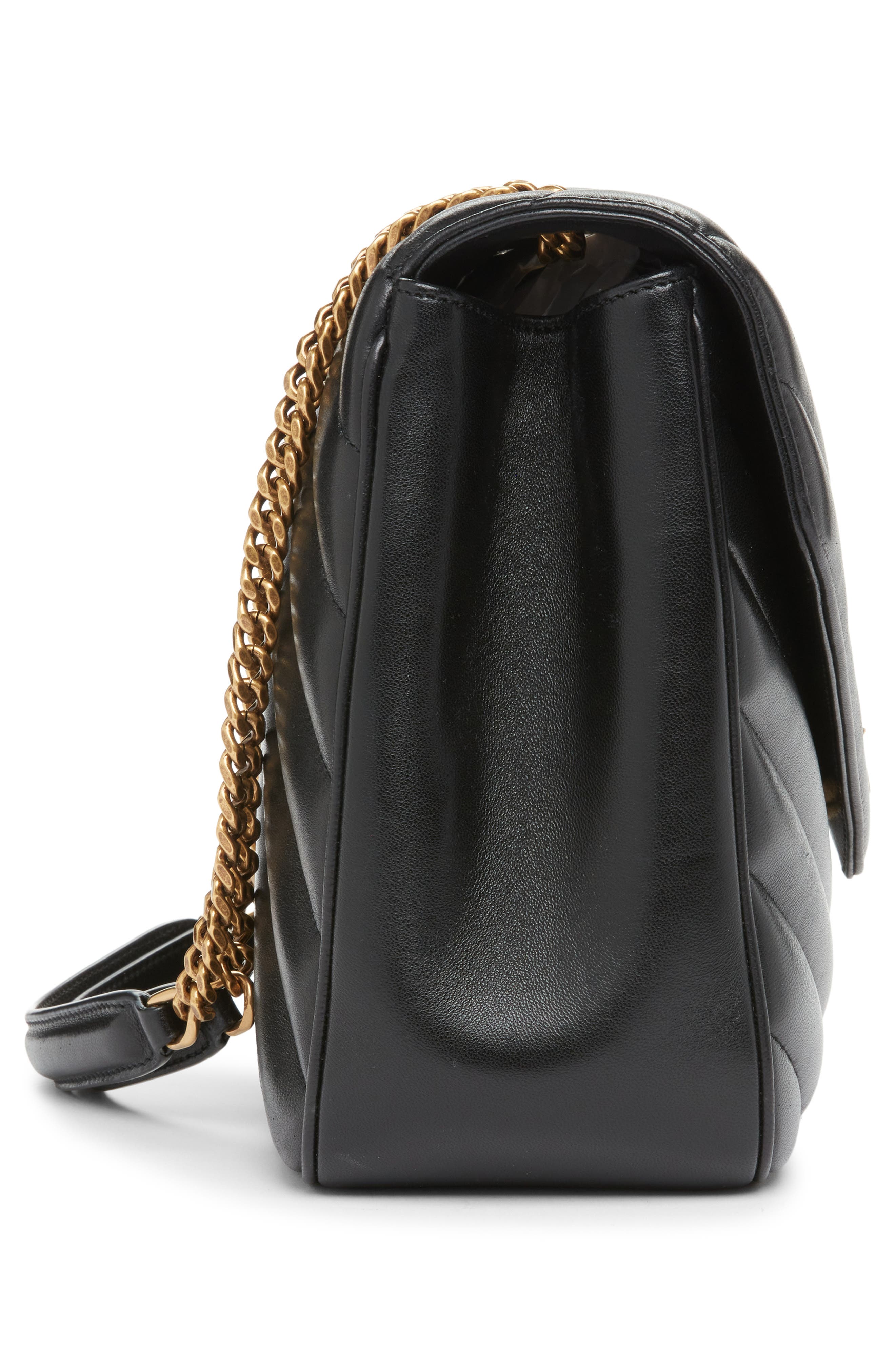 Saint Laurent Large Loulou Quilted Leather Shoulder Bag, Alternate, color, Noir