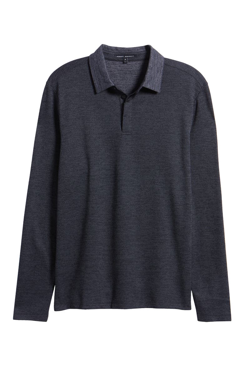 Gosford Long Sleeve Cotton Blend Polo, Alternate, color, BLACK