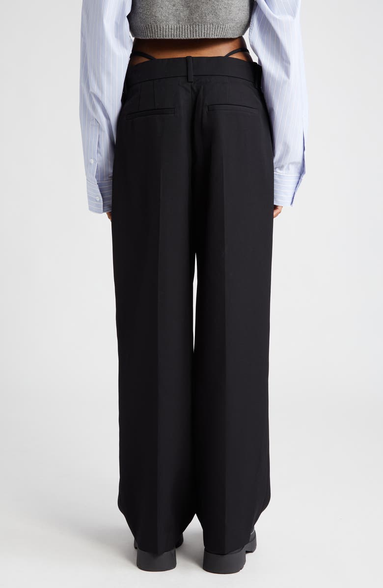 Alexander Wang Low Waist G-String Detail Tailored Wool Trousers, Alternate, color,