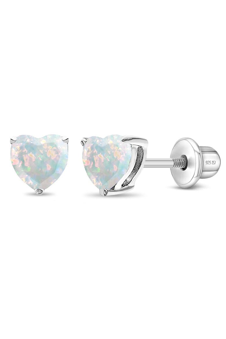 Opal Heart Prong Earrings, Main, color, Opal