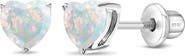 In Season Jewelry Opal Heart Prong Earrings