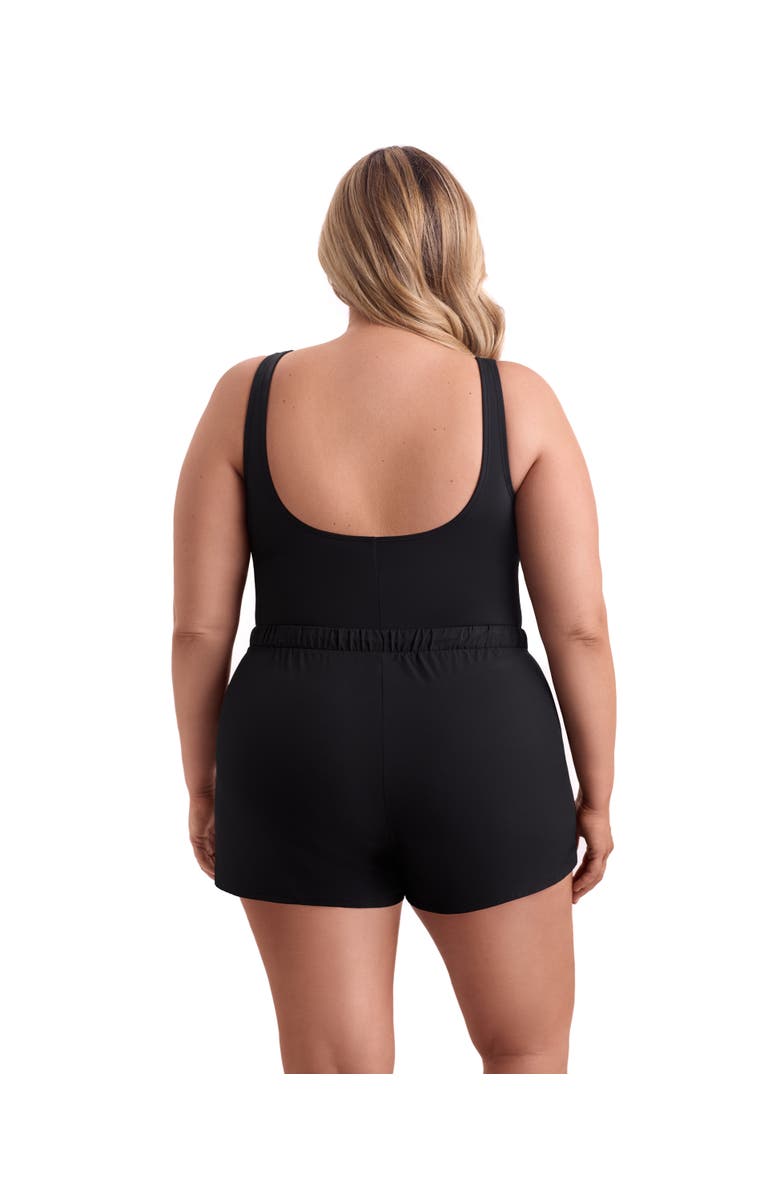 ShapeSolver Sport Highneck Runaround Chlorine Resistant One-Piece Swimsuit, Alternate, color, Blue Tribal Stripe