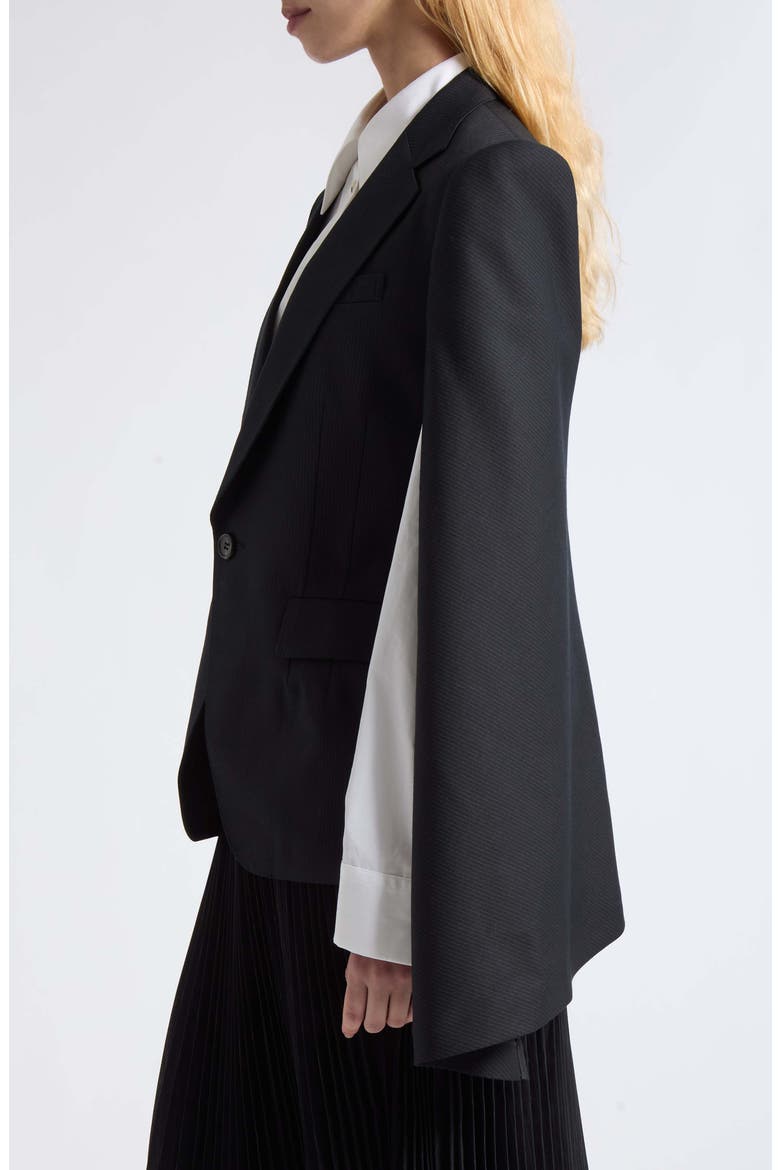 Wool Cape Blazer, Alternate, color, BLACK/ WHITE
