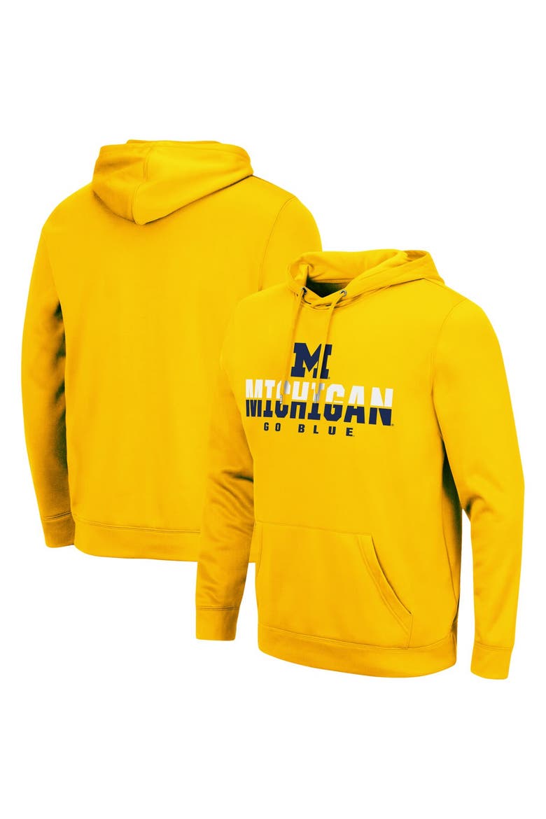 Men's Colosseum Maize Michigan Wolverines Lantern Pullover Hoodie, Alternate, color, Maize