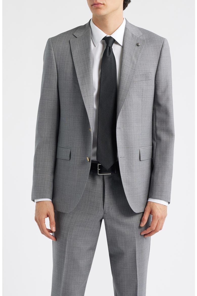 Exprit Dark Light Grey Mélange Wool Suit, Alternate, color, GREY