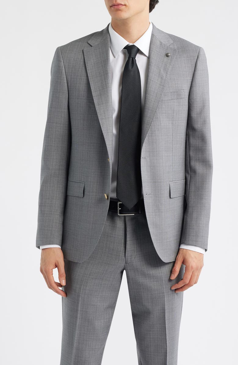 Jack Victor Exprit Dark Light Grey Mélange Wool Suit, Alternate, color, Grey