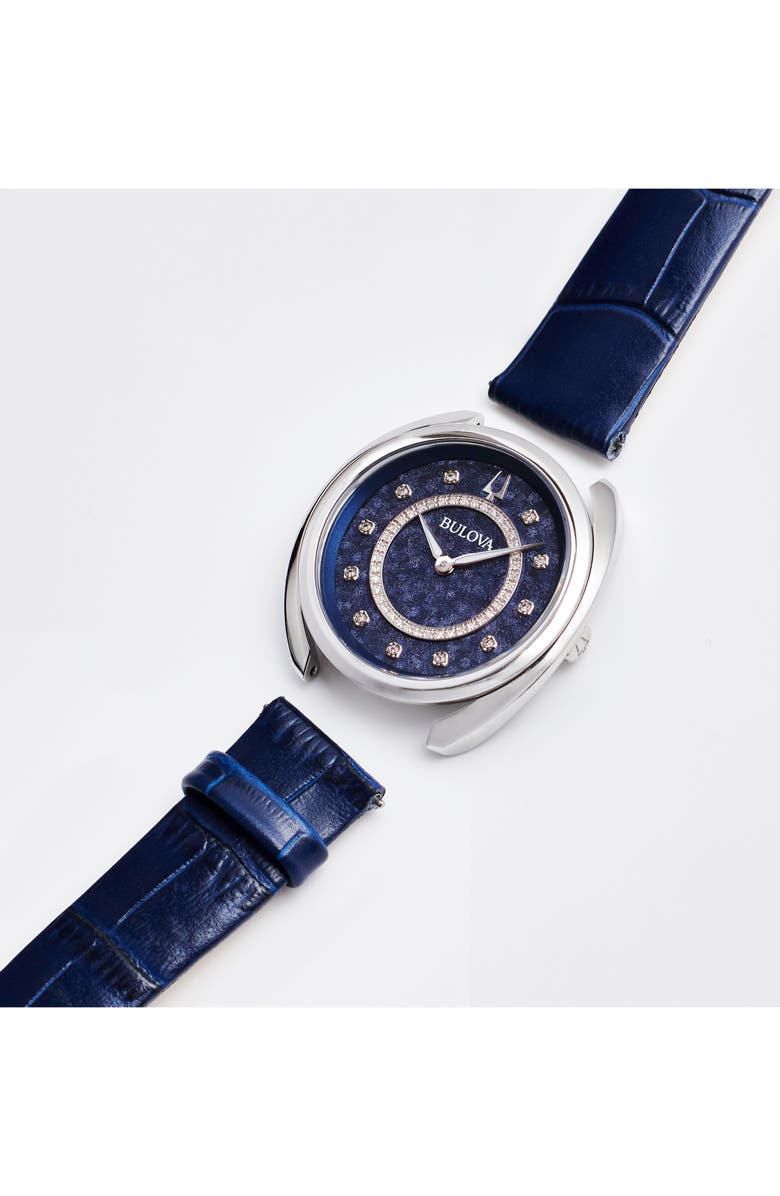 BULOVA Duality Diamond Bracelet & Two Leather Straps Watch Set, 34mm, Alternate, color, 