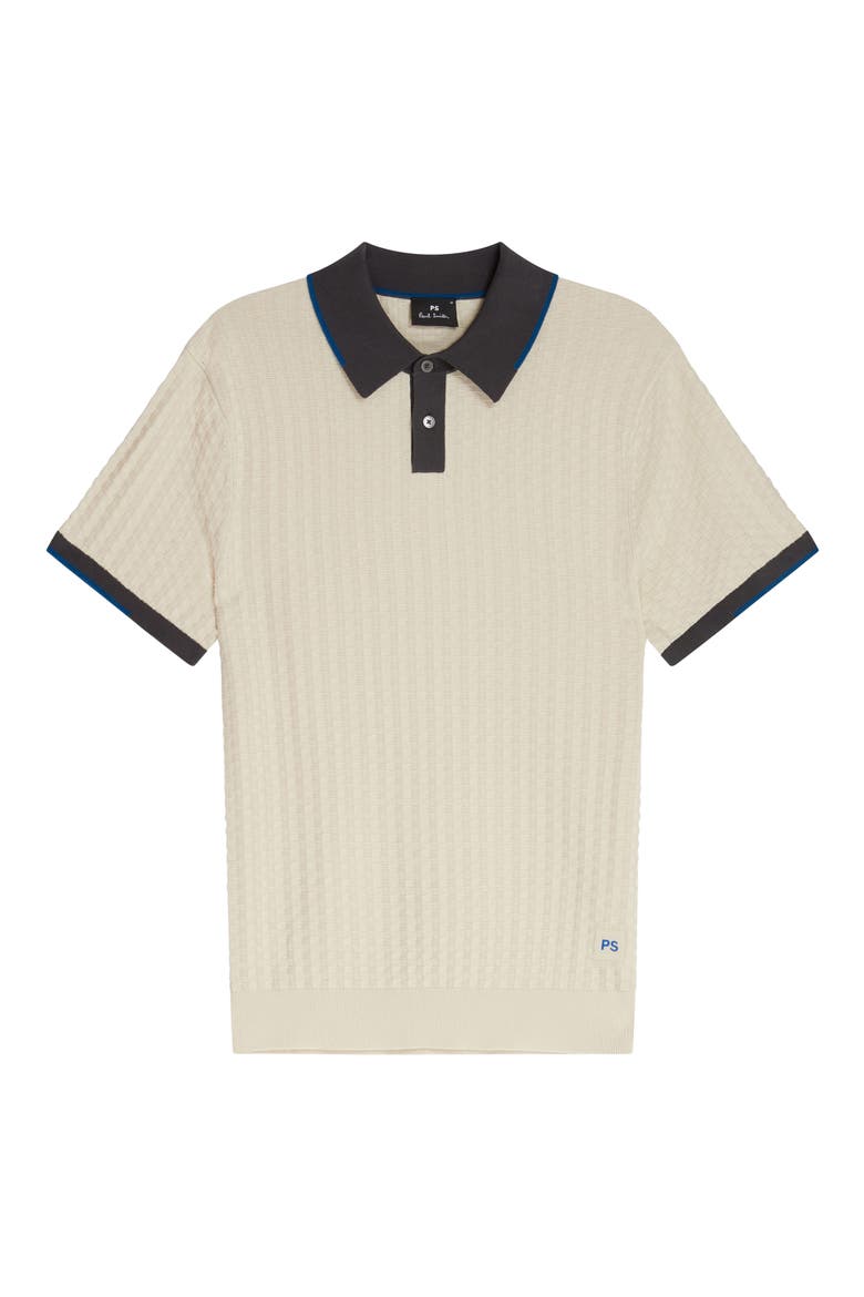 Tipped Organic Cotton Polo Sweater, Main, color, PARCHMENT