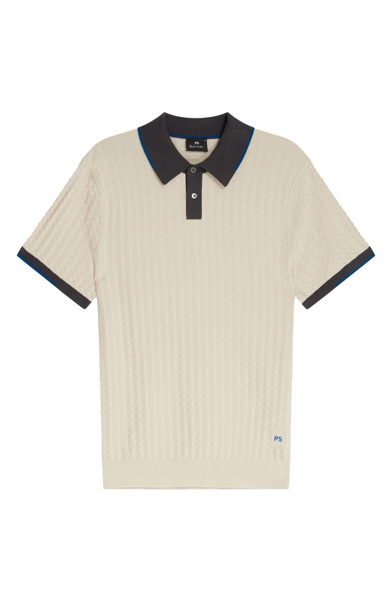 PS Paul Smith Tipped Organic Cotton Polo Sweater, Main, color, Parchment