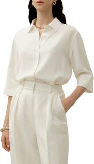 Lilysilk Heavy Silk Crepe Relaxed Half-Sleeve Shirt