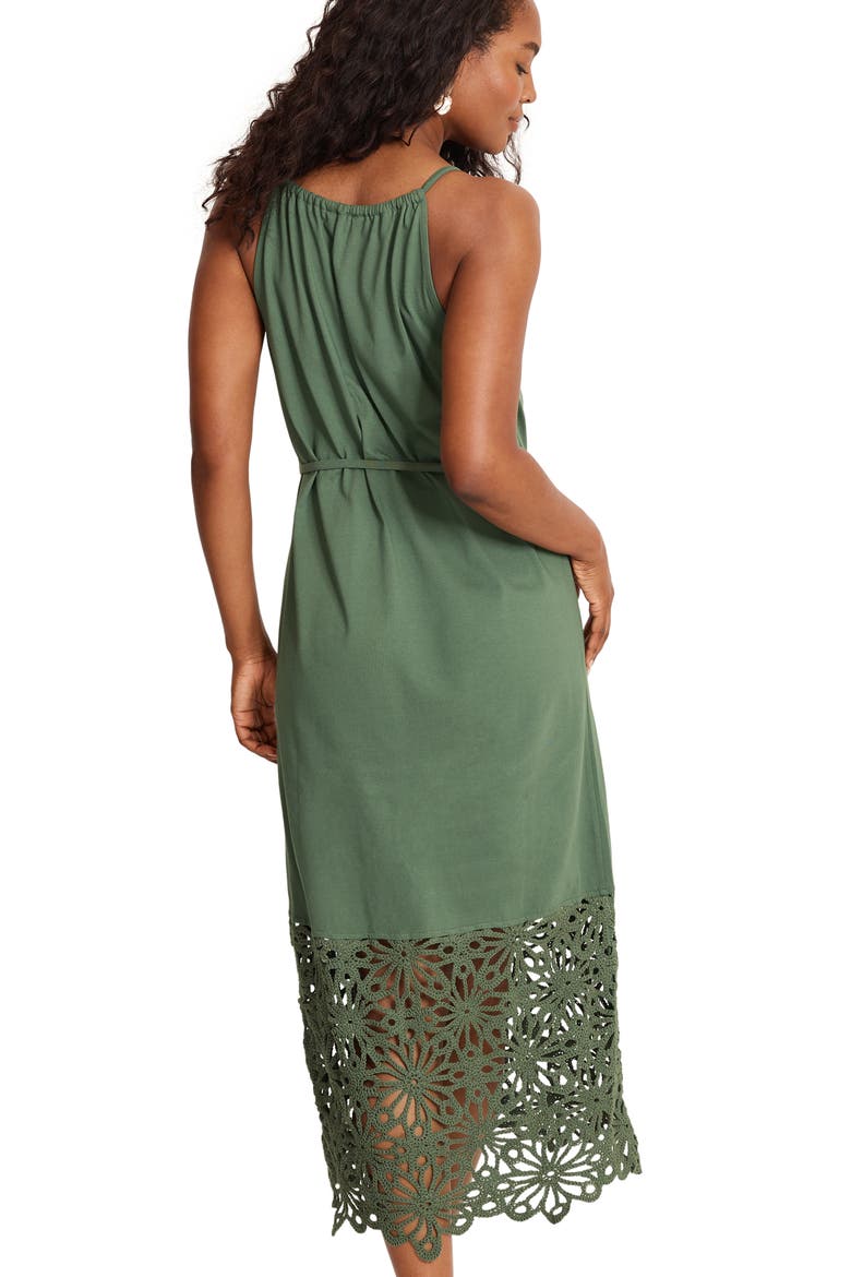 Islandscape Tie Waist Sleeveless Midi Dress, Alternate, color, DARK JADE