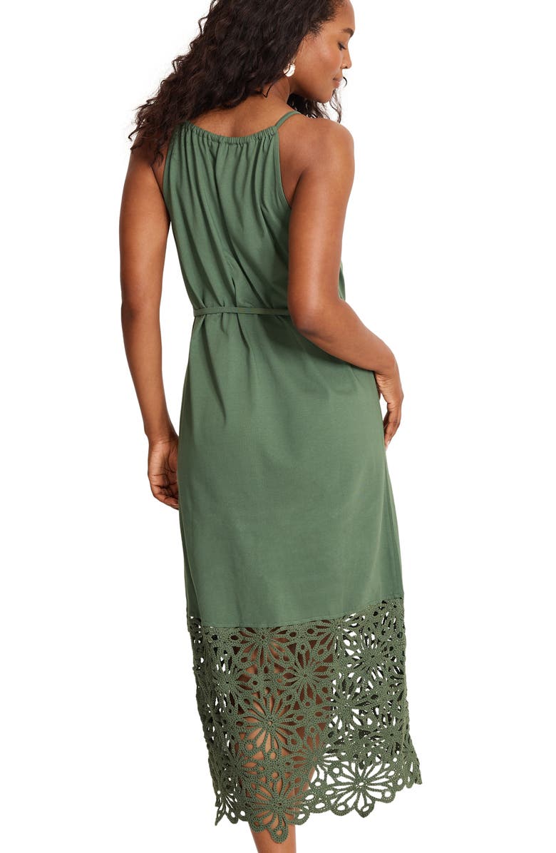 Tommy Bahama Islandscape Tie Waist Sleeveless Midi Dress, Alternate, color, Dark Jade