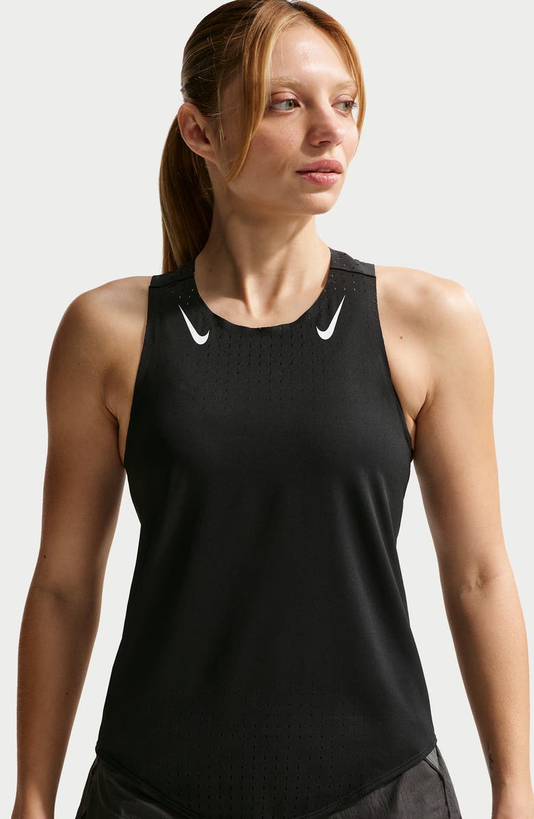 Nike AeroSwift Dri-FIT ADV Running Singlet, Alternate, color, Black/ White