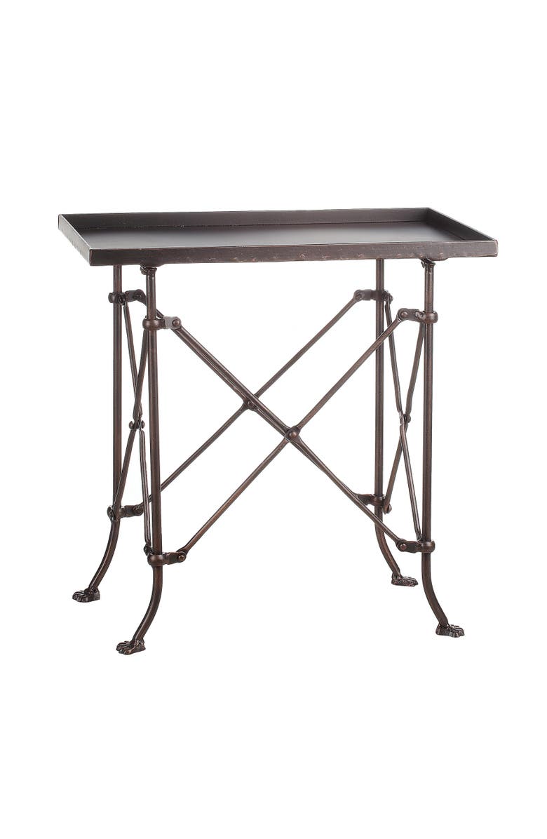 Storied Home Vintage Rectangular Metal Side Table with Unique Claw Sole Feet, Bronze, Main, color, Bronze