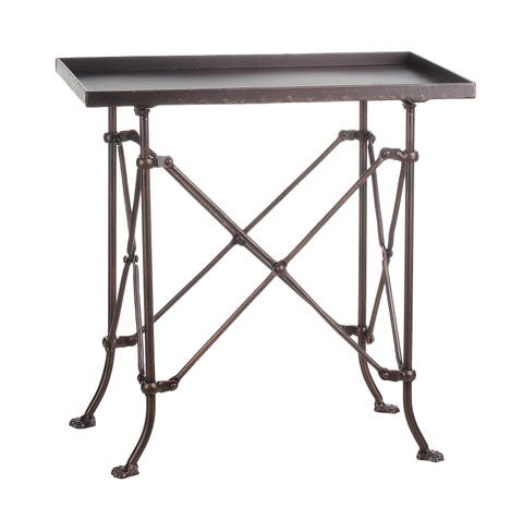 Vintage Rectangular Metal Side Table with Unique Claw Sole Feet, Bronze