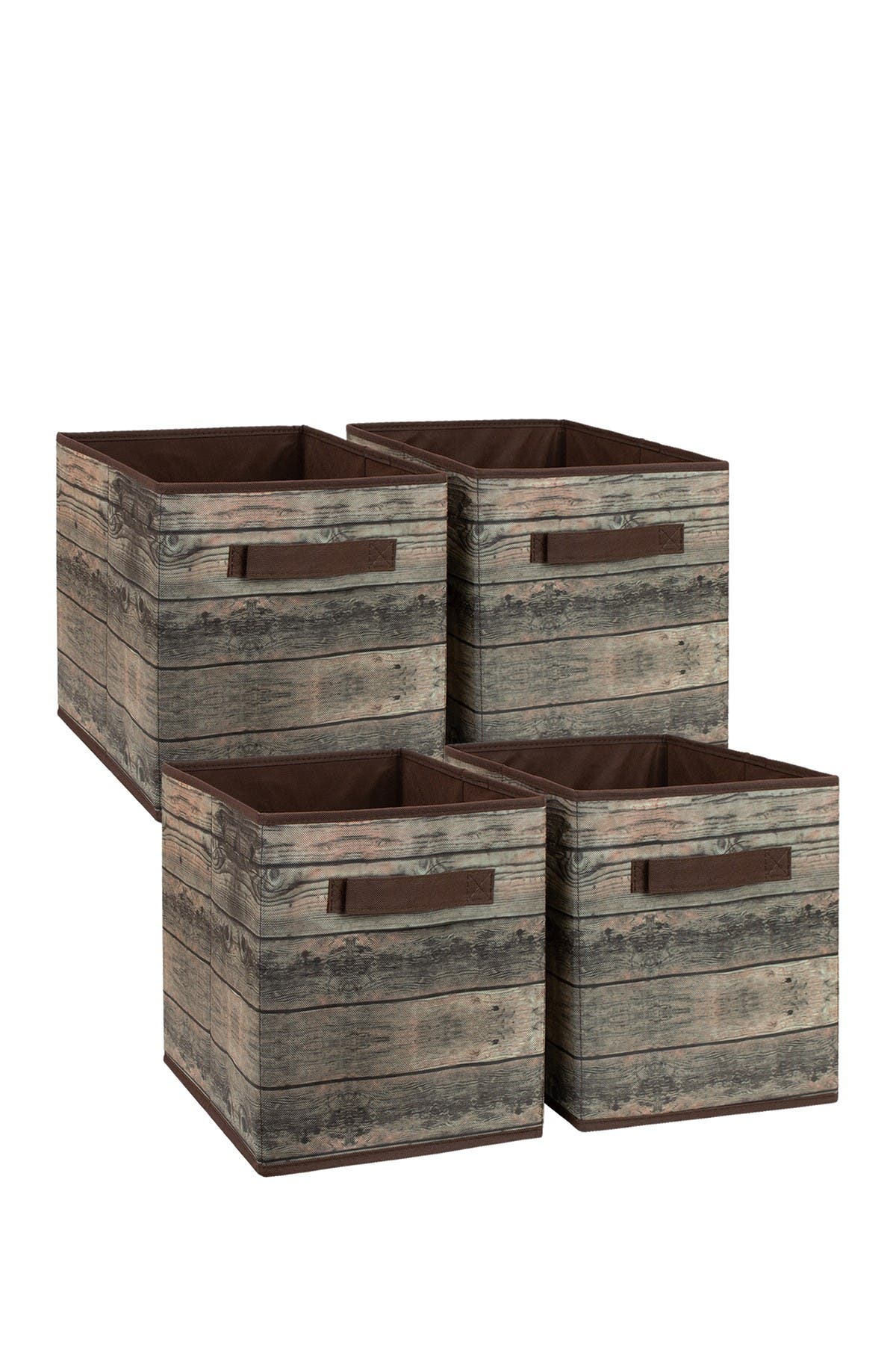 SORBUS Brown Storage Cube Wood Basket Bin - Set of 4