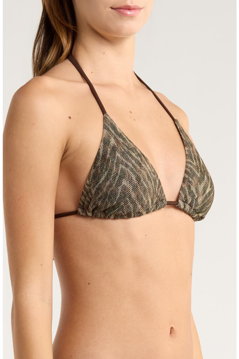 Nikoleta Metallic Print Mesh Triangle Bikini Top, Alternate, color, BEACH BROWN ZEBRA