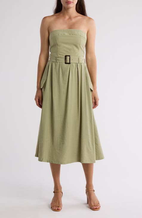 Sleeveless Belted Midi Dress