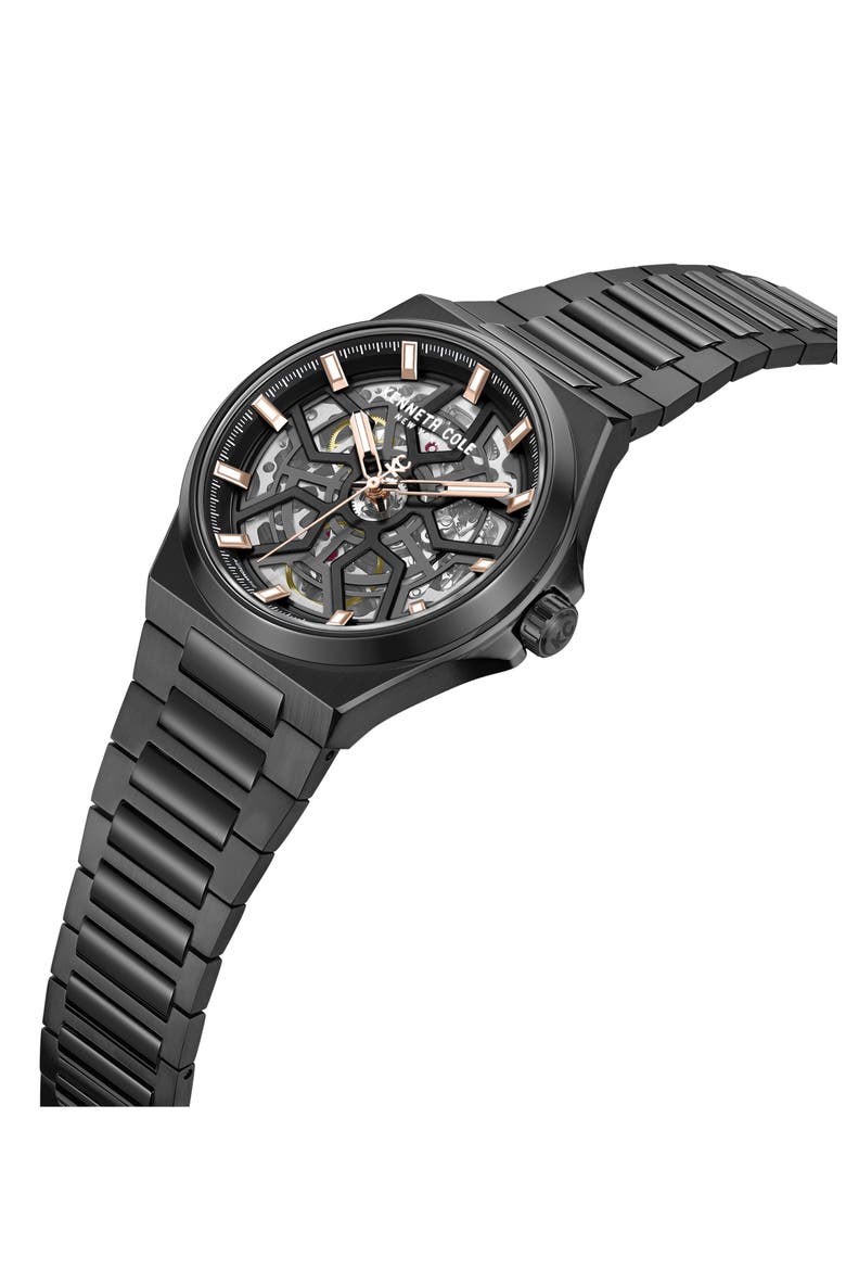 Automatic Bracelet Watch, 43.5mm, Alternate, color, BLACK
