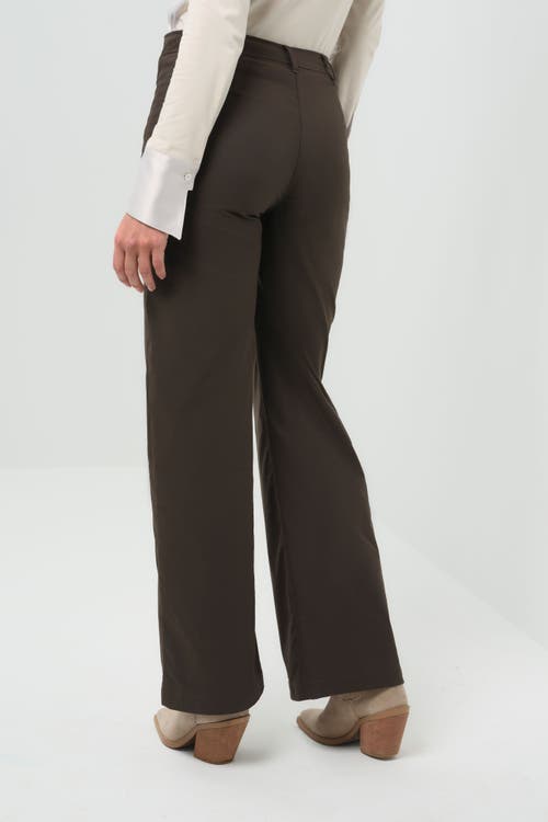 Anatomie Greyson Mid-weight Stretch Wide Leg Pant In Brown