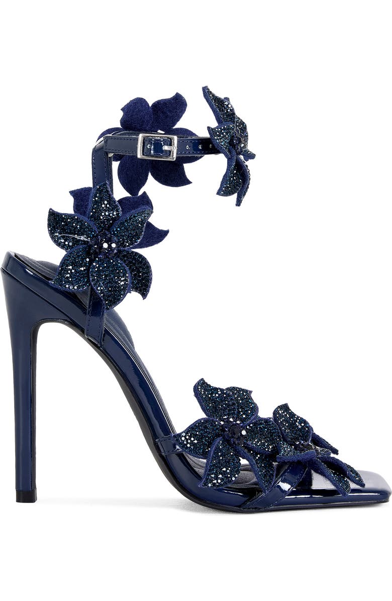 AZALEA WANG Romi Floral Ankle Strap Sandal, Alternate, color, Navy