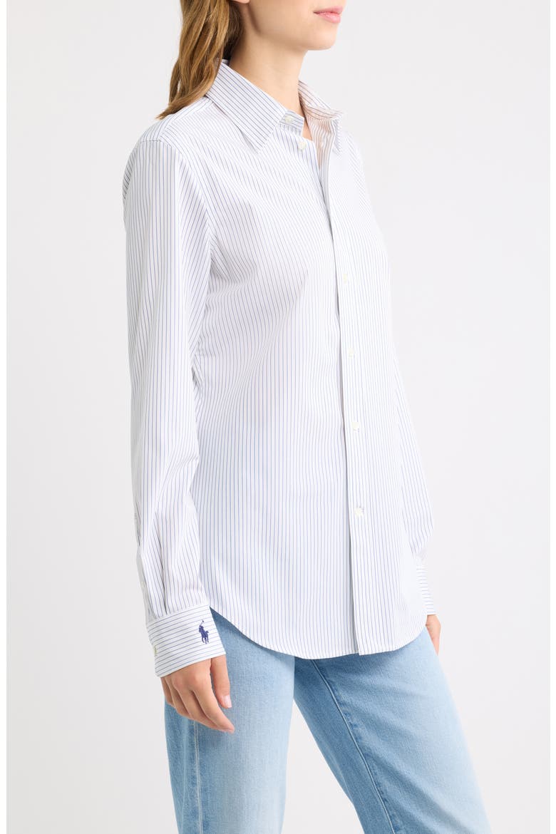 Slim Fit End-On-End Stretch Cotton Button-Up Shirt, Alternate, color, WHITE-BLUE
