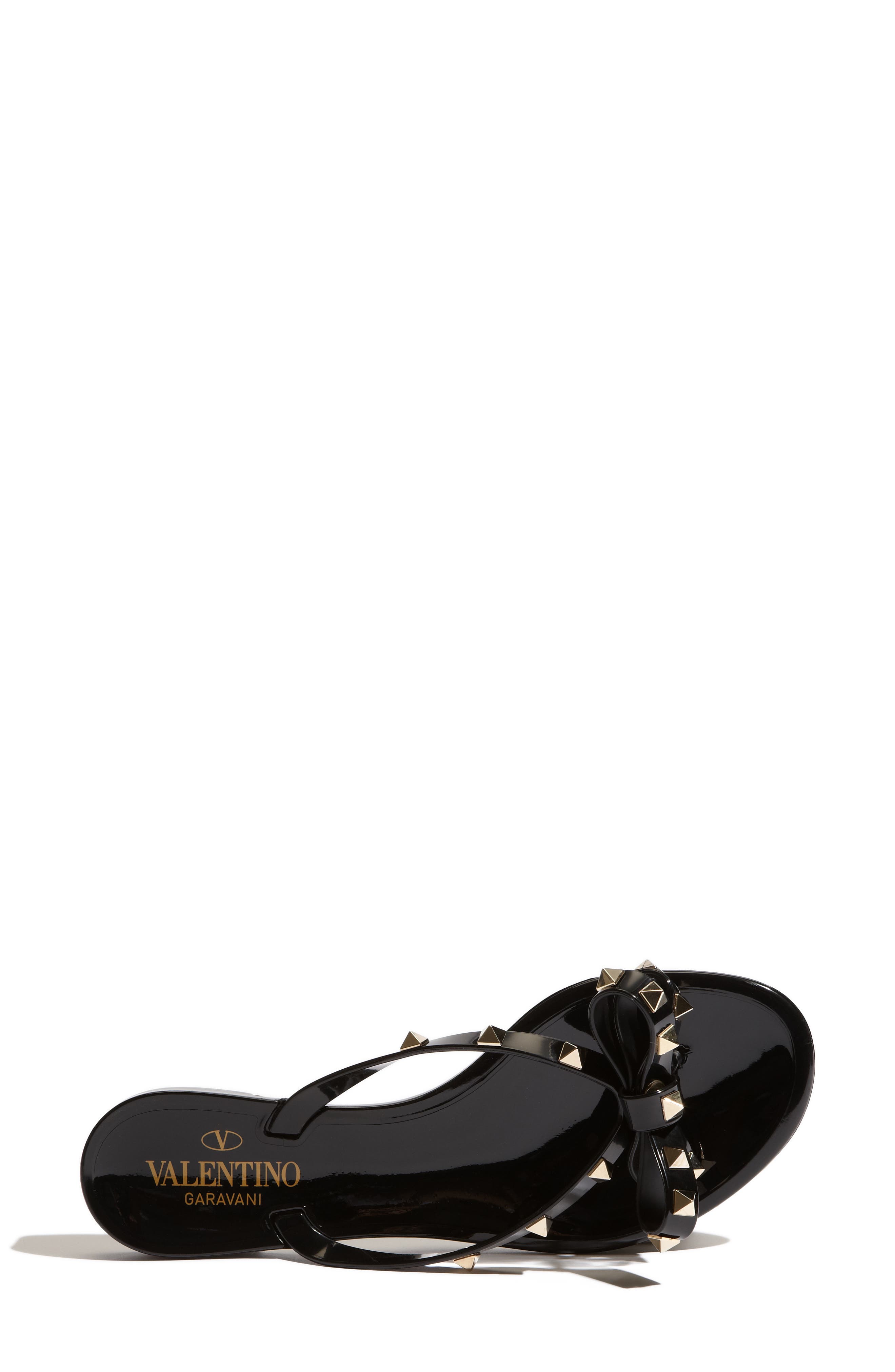 Valentino Garavani Rockstud Jelly Flip Flop, Alternate, color, 0No Nero