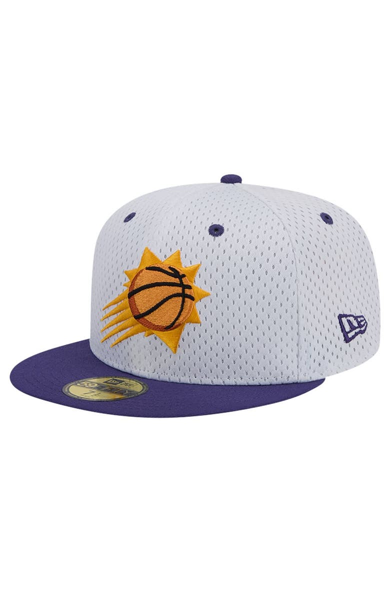 New Era Men's New Era White/Purple Phoenix Suns Throwback 2Tone 59FIFTY Fitted Hat, Alternate, color, White