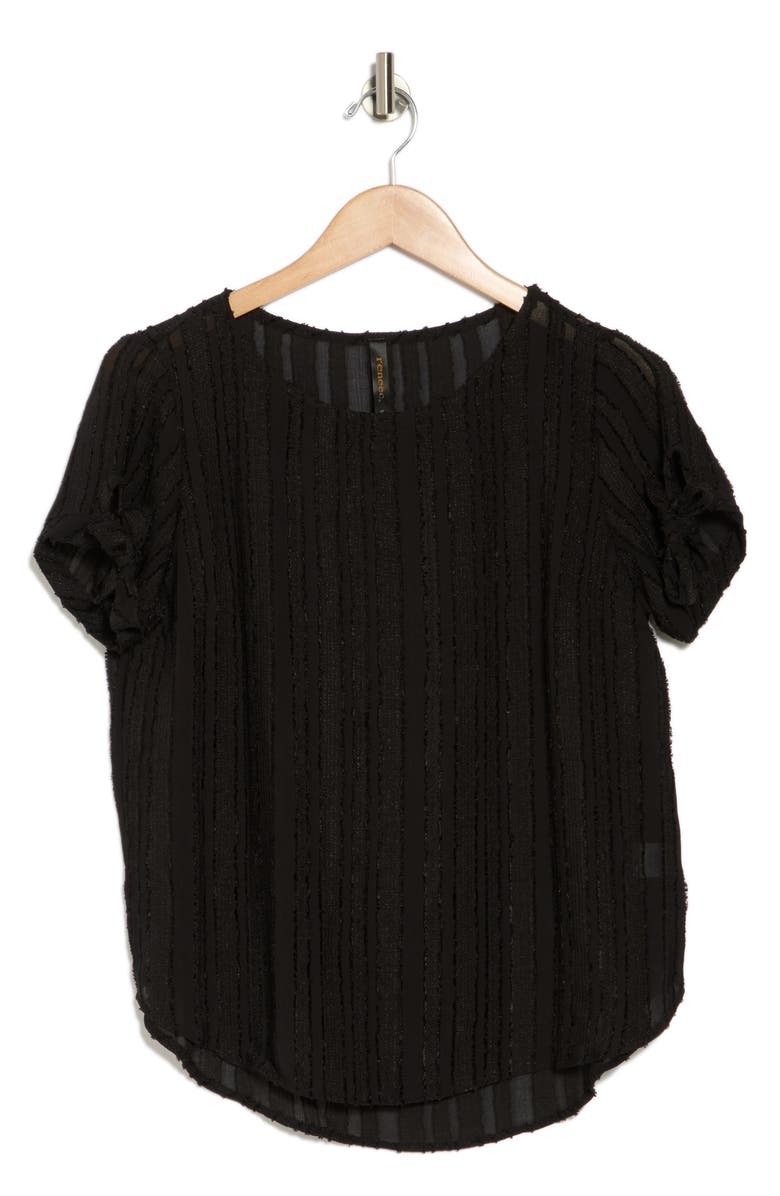 Renee C Semisheer Stripe Short Sleeve Top, Alternate, color, Black