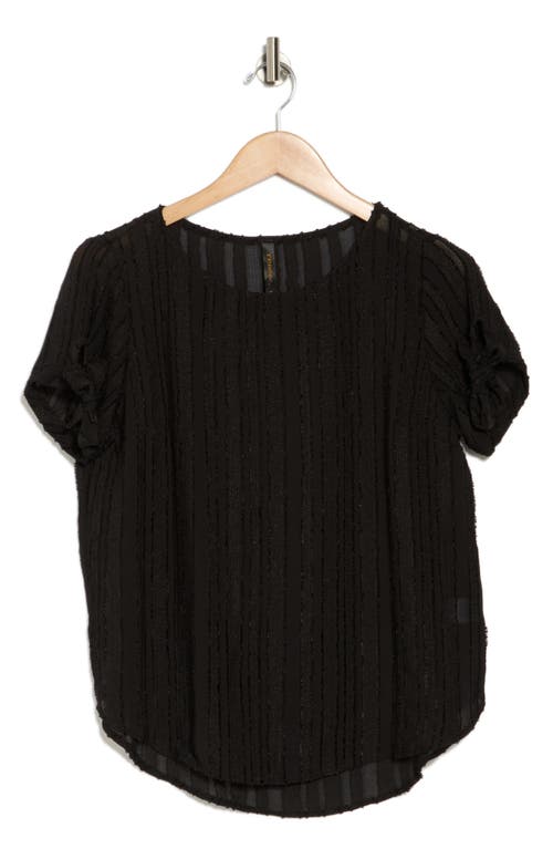 Renee C Semisheer Stripe Short Sleeve Top In Black
