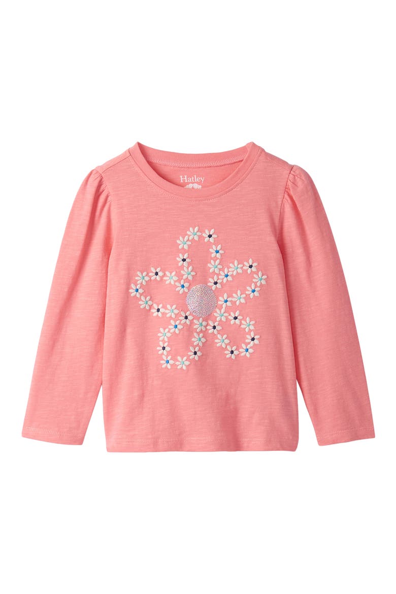 Kids' Floral Embroidered Puff Sleeve T-Shirt, Main, color, PINK