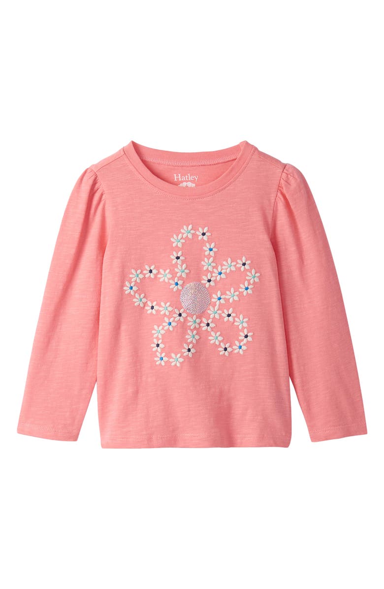 Hatley Kids' Floral Embroidered Puff Sleeve T-Shirt, Main, color, Pink