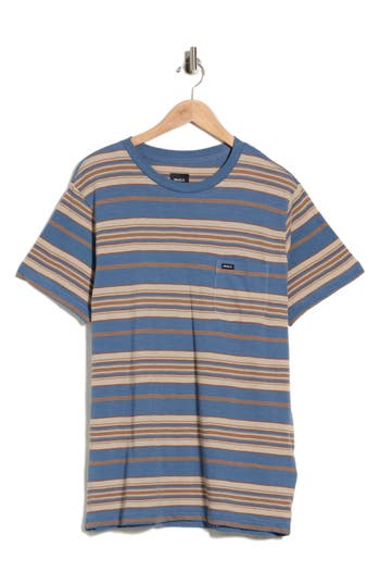 Rvca Magnolia Stripe T-shirt In Vintage Navy