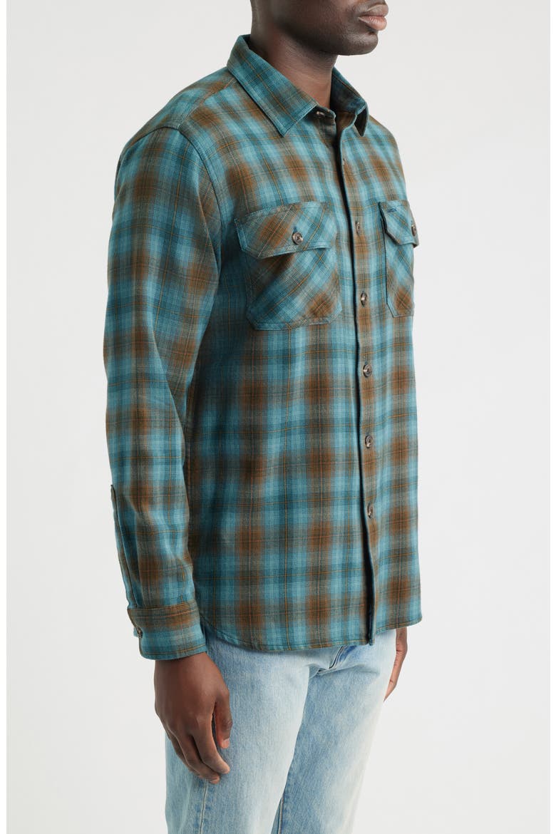Burnside Plaid Cotton Flannel Button-Up Shirt, Alternate, color, SEA BLUE MULTI PLAID