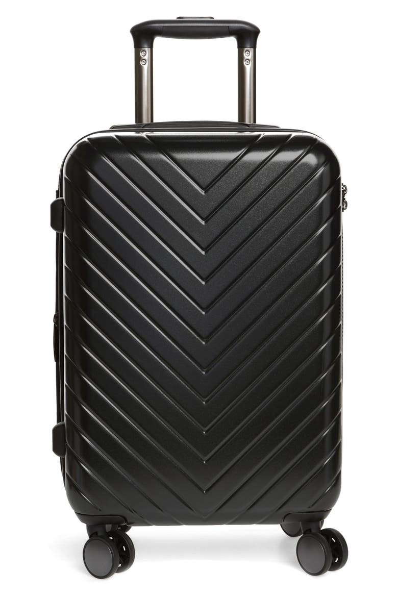 Chevron 20-Inch Spinner Carry-On, Main, color, BLACK
