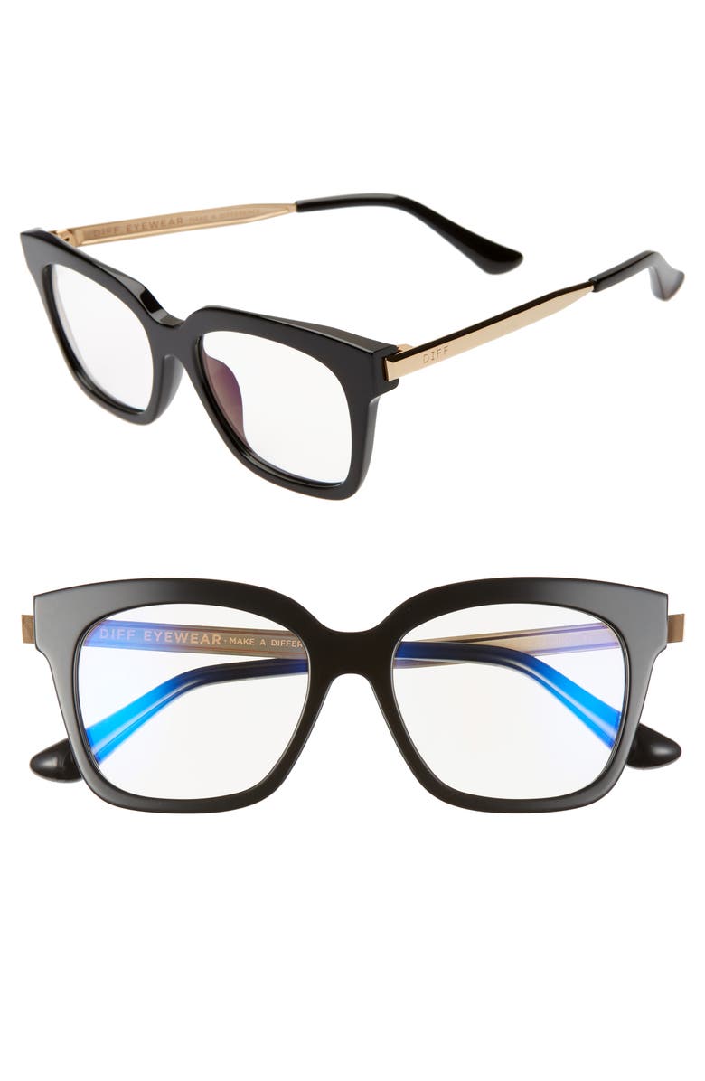DIFF Bella 50mm Blue Light Blocking Optical Glasses, Main, color, 