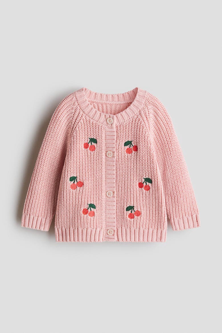 Embroidered-motif Cardigan, Alternate, color, Pink/cherries