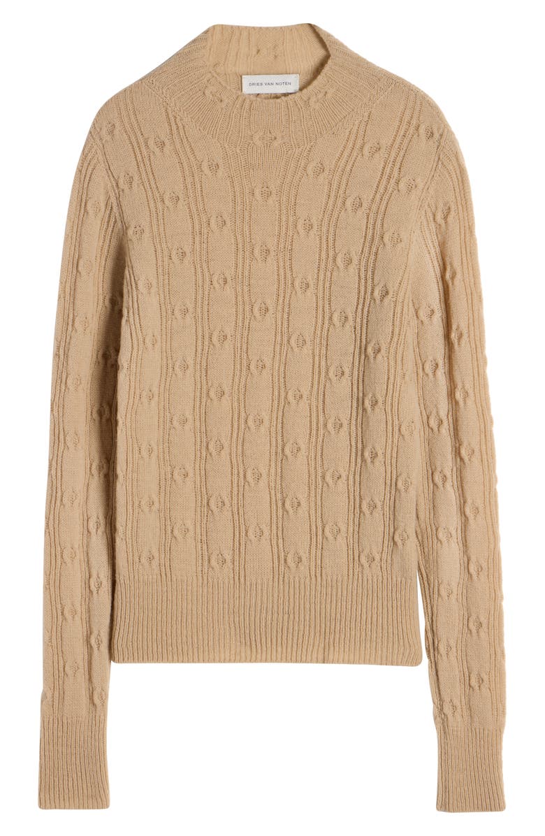 Dries Van Noten Tessy Mixed Stitch Wool Sweater, Alternate, color, Beige