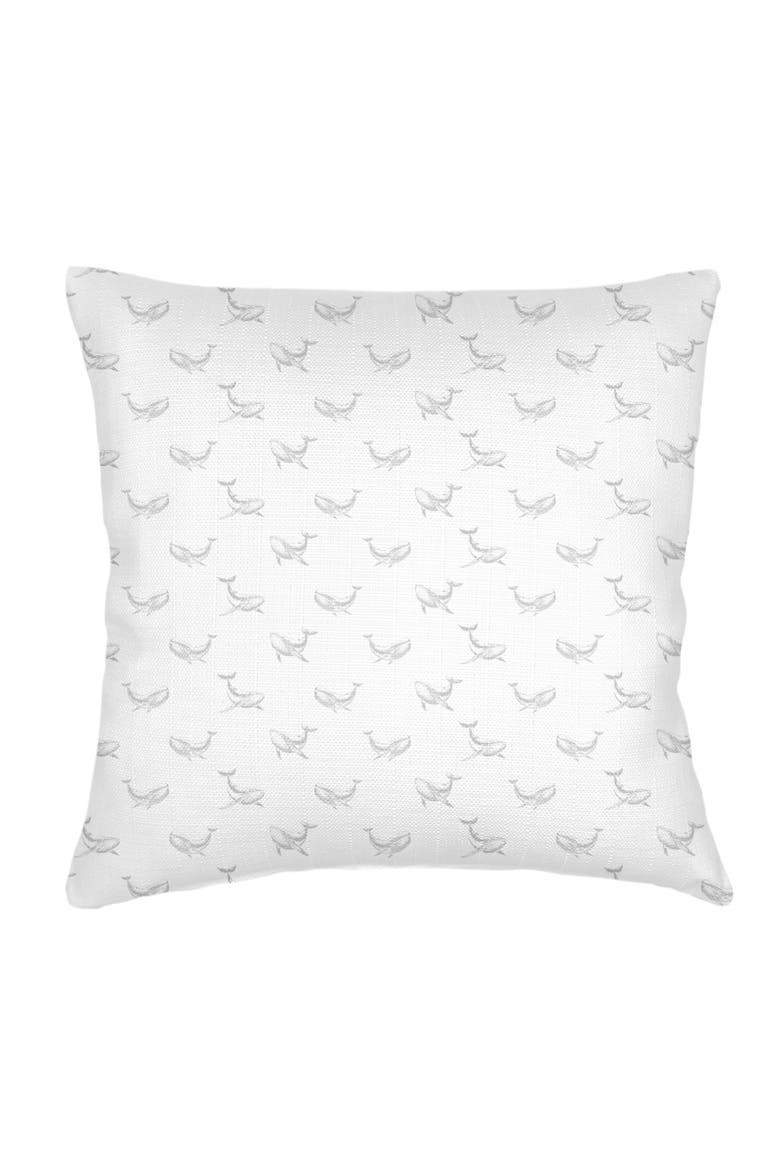 Whale Watch Linen Pillow with Down Insert, Alternate, color, Grey