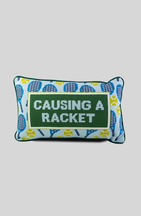 Causing A Racket Needlepoint Pillow