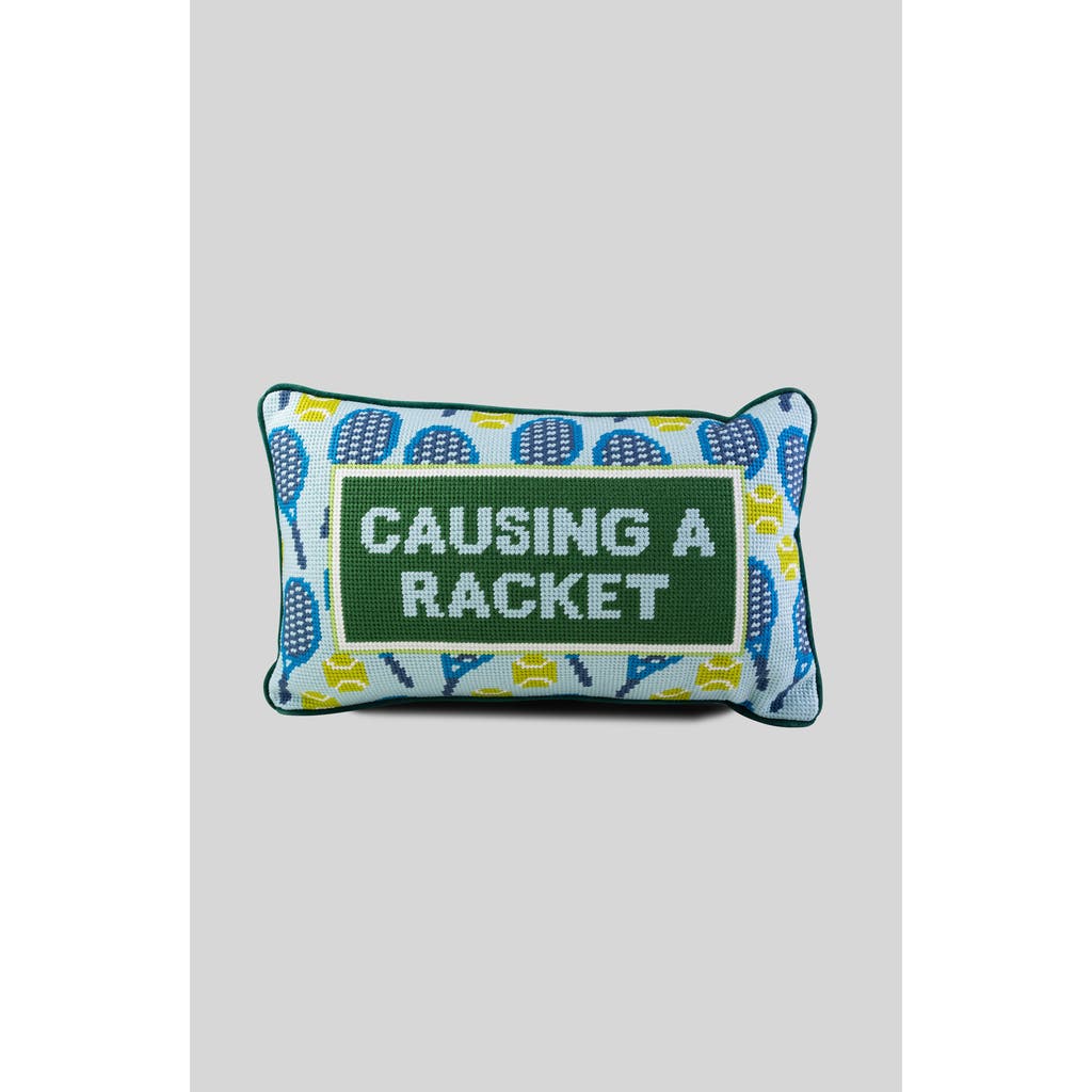 Furbish Causing A Racket Needlepoint Pillow In Causing A Racket