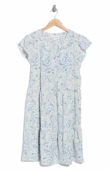 Lucky Brand Flutter Sleeve Tiered Minidress