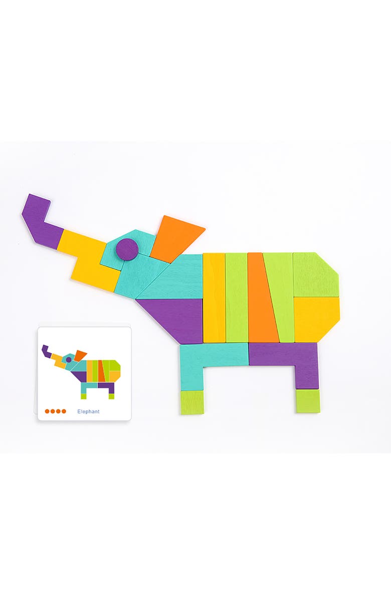 MiDeer Wooden Geometric Imagination Puzzle, Alternate, color, Multicolored