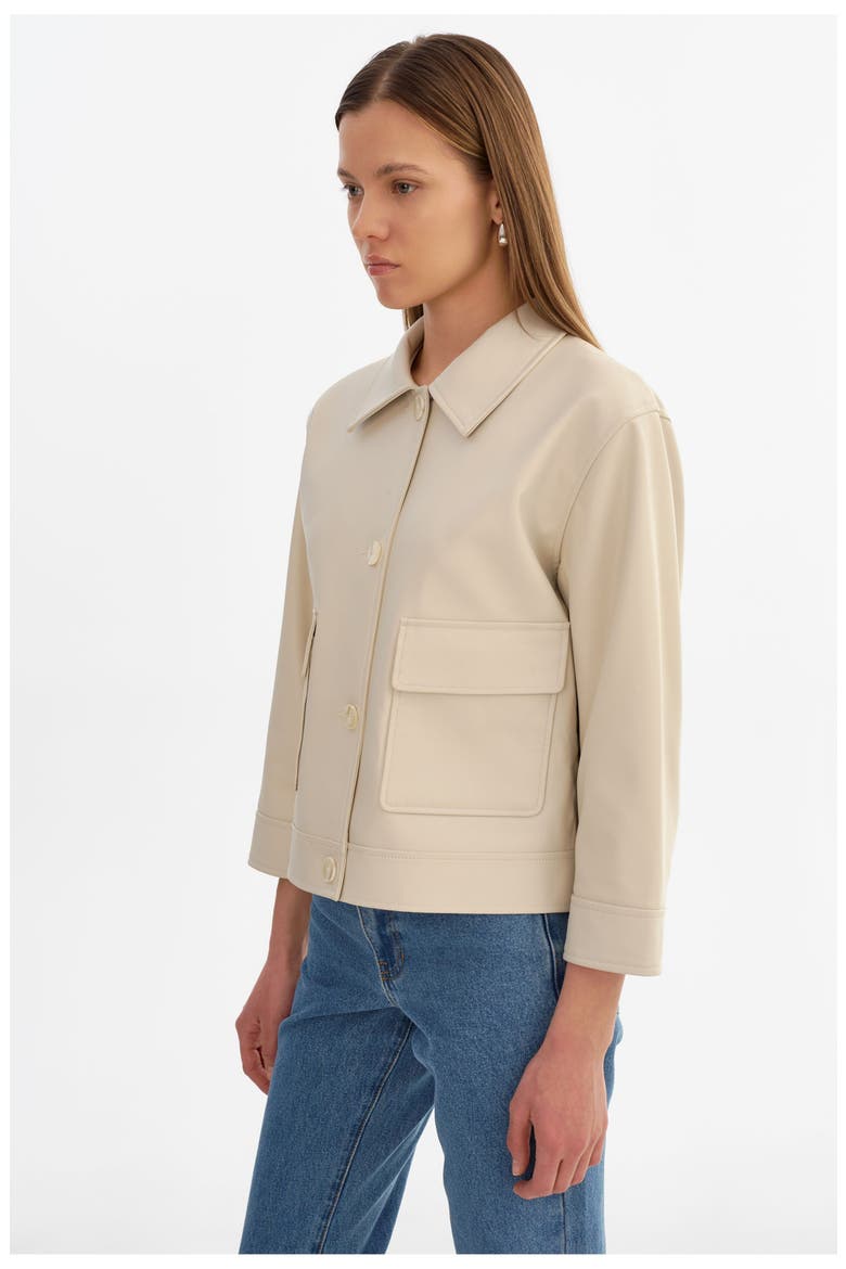 Elara | Faux Leather Jacket, Alternate, color, Bone